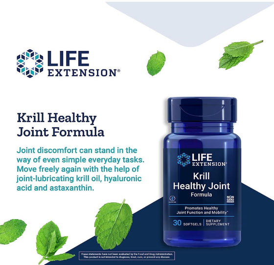 Krill Healthy Joint Formula by Life Extension at Discount Annex helps improve joint comfort and mobility. Enriched with krill oil and hyaluronic acid, it's an excellent choice for joint support.