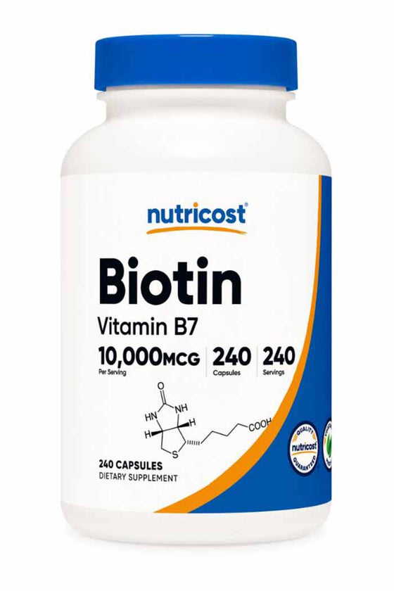Discover the multi-benefit power of Nutricost's Biotin supplement. Perfect for promoting healthy skin, hair, and nails while supporting overall health and energy metabolism. Don't miss out on the great discounts at Discount Annex. Let Nutricost's Biotin supplement help you radiate wellness.
