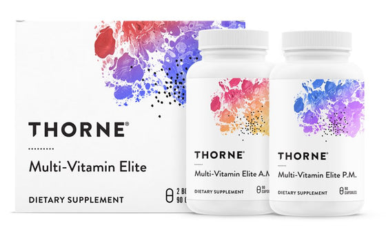 Unveil the secret to a balanced and vital life with Thorne's Multi-Vitamin Elite available at Discount Annex. This product offers meticulously crafted AM and PM formulas to fuel your days and soothe your nights, empowering you to conquer life's daily challenges.