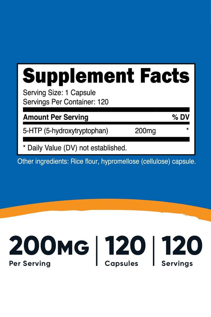 Image showing Nutricost's 5-HTP supplement, a potent, natural health booster derived from the Griffonia simplicifolia plant. Available at unbeatable prices at Discount Annex.