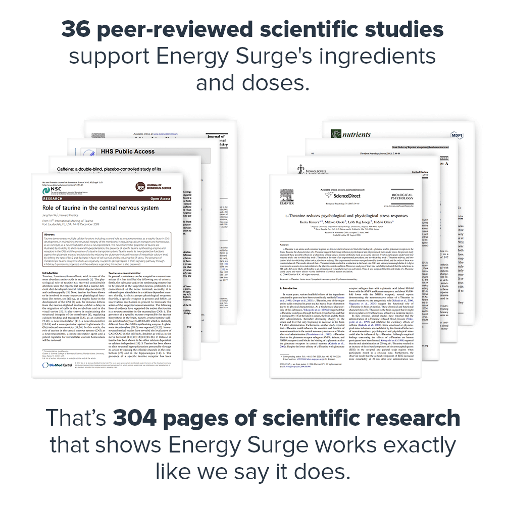 Close-up of Energy Surge’s ingredient list, revealing its transparent blend for mental clarity and lasting energy – available now at Discount Annex.
