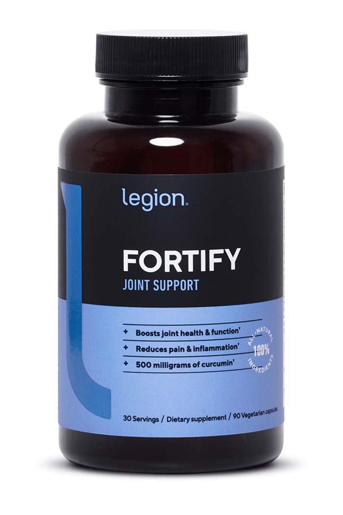 Legion Fortify Joint Support displayed on a sleek wooden table, available now at Discount Annex for a limited-time deal.
