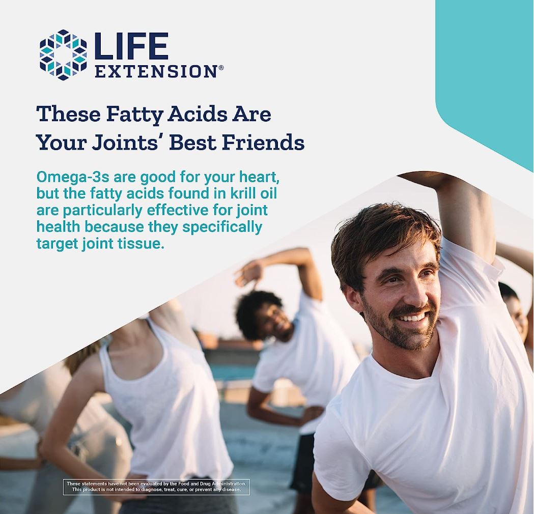 Krill Healthy Joint Formula by Life Extension at Discount Annex helps improve joint comfort and mobility. Enriched with krill oil and hyaluronic acid, it's an excellent choice for joint support.