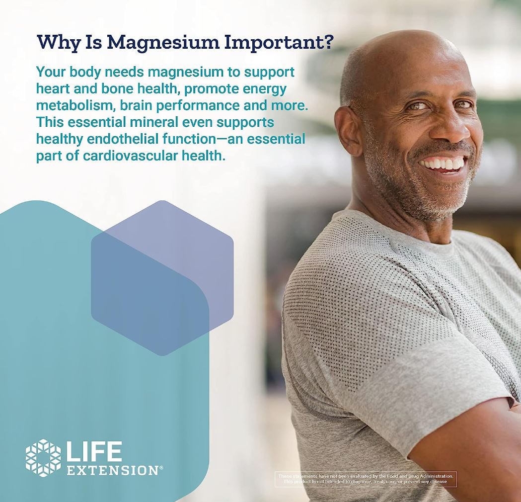 Magnesium Caps from Life Extension at Discount Annex promote heart, bone, and brain health. This essential mineral helps regulate blood pressure and supports energy production.