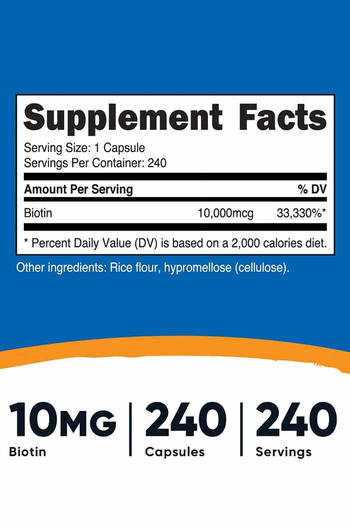 Discover the multi-benefit power of Nutricost's Biotin supplement. Perfect for promoting healthy skin, hair, and nails while supporting overall health and energy metabolism. Don't miss out on the great discounts at Discount Annex. Let Nutricost's Biotin supplement help you radiate wellness.