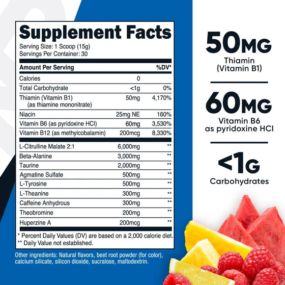 Revel in the power of Nutricost's Pre-Workout, a trusted supplement engineered to boost your workout performance. Enjoy this high-quality, transparent blend at a special discounted rate from Discount Annex, and let this workout companion propel you to new fitness heights.