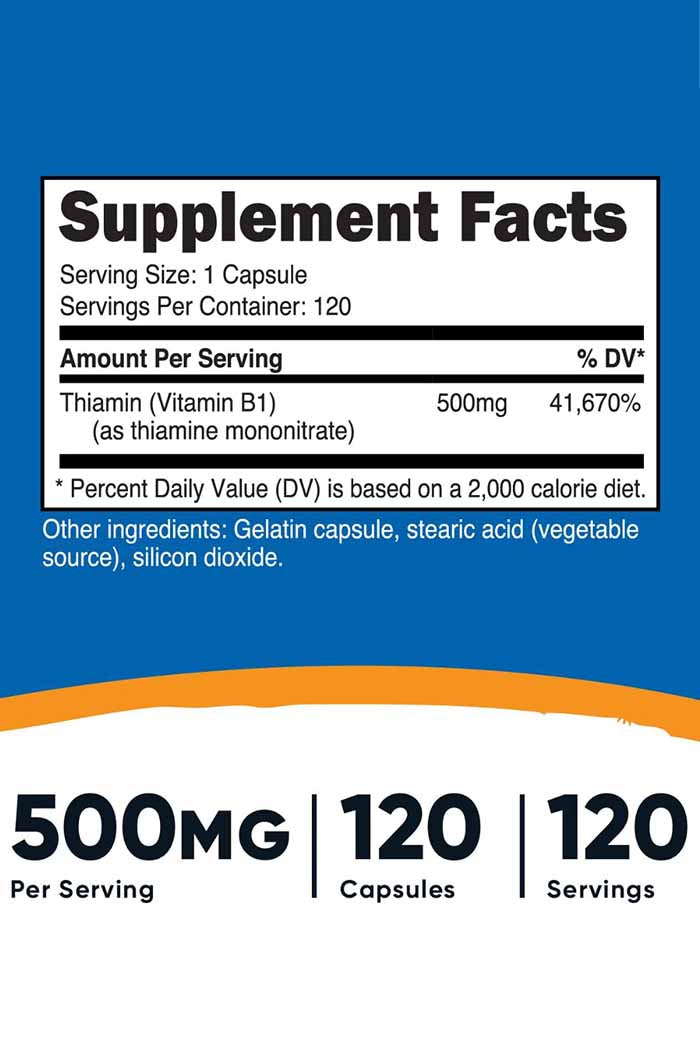 Elevate your health with Nutricost's Vitamin B1 Thiamine capsules. Your key to revitalized energy, a healthy nervous system, and overall wellness. Get your bottle at Discount Annex and start your wellness journey today.