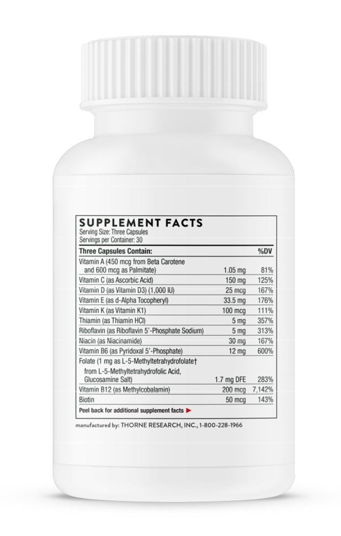 Nourish your motherhood journey with Thorne's Basic Prenatal, available at Discount Annex. It's meticulously designed to support you from conception, through pregnancy, and into nursing.