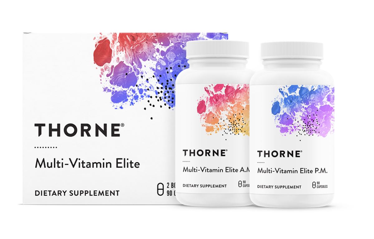 Unveil the secret to a balanced and vital life with Thorne's Multi-Vitamin Elite available at Discount Annex. This product offers meticulously crafted AM and PM formulas to fuel your days and soothe your nights, empowering you to conquer life's daily challenges.