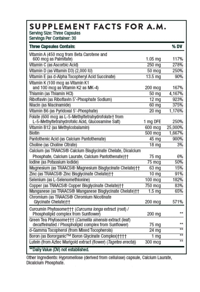 Seek Discount Annex for Thorne's Multi-Vitamin Elite, a unique coupling of two potent formulas to cater to your body's AM and PM needs. This product fosters energy synthesis, supports restful recovery, and promotes a healthy aging process, setting a new standard for your wellness routine.