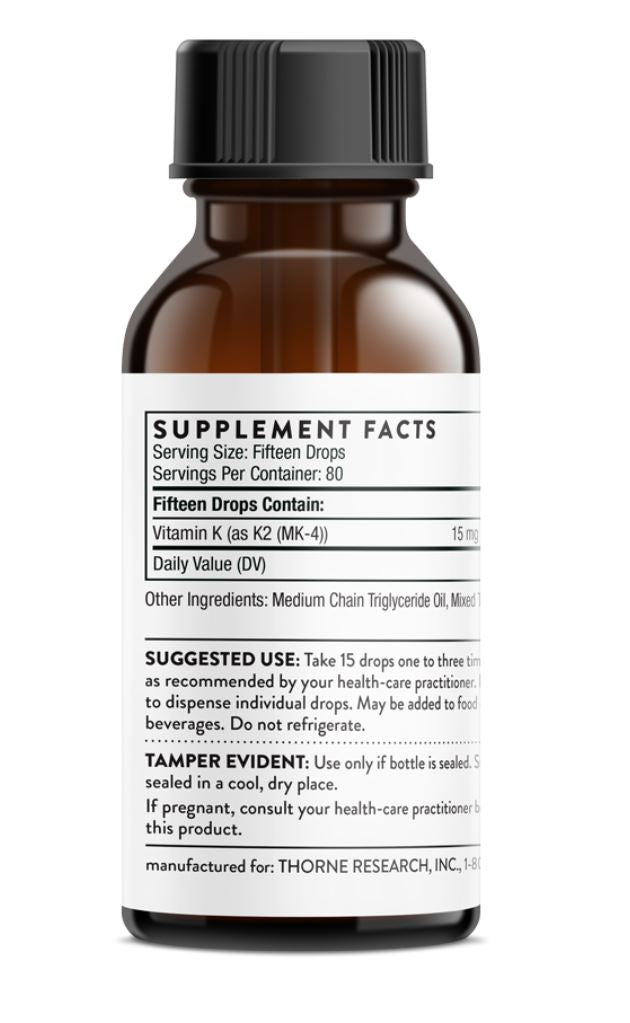 Opt for Thorne's Vitamin K2 Liquid from Discount Annex, where precision meets health, ensuring bones stay robust and hearts remain hearty.